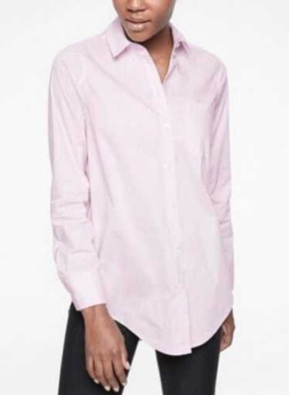 Athleta Small Long and Lean Passage Button Up Shirt Light Pink